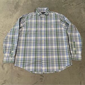 Ralph Lauren Shirt Mens Large Blue Plaid Button Up Pink Pony Preppy